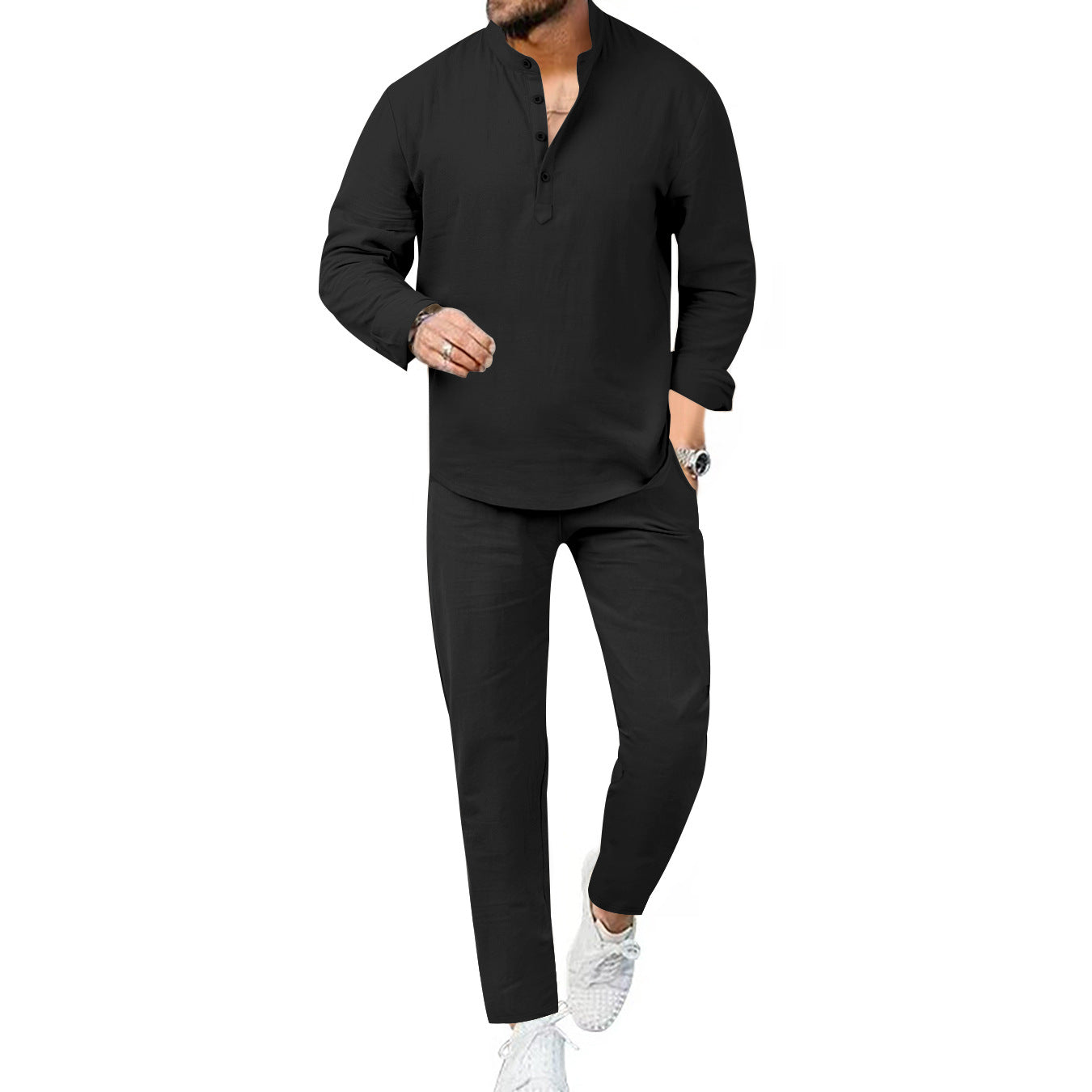 Herren Freizeitanzug Modern atmungsaktiv Knopfleisten Design