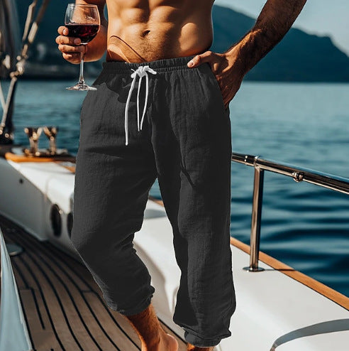 Herren Leinenhose Lässig Bequem Sommer
