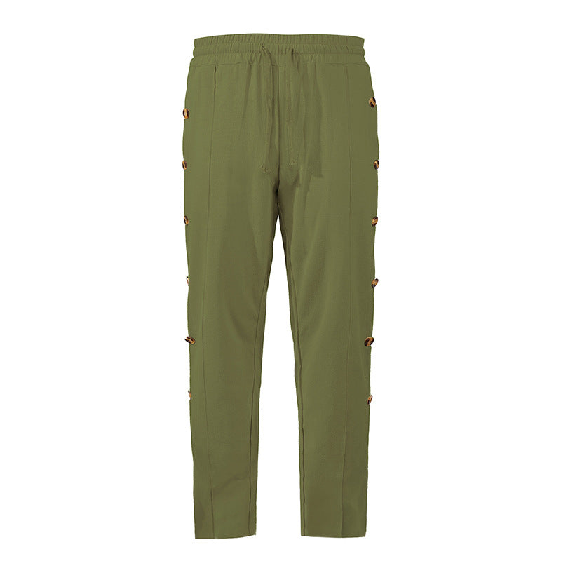 Herren Designerhose Slim Fit mit Knopfleiste und verstellbarem Bund