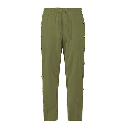 Herren Designerhose Slim Fit mit Knopfleiste und verstellbarem Bund