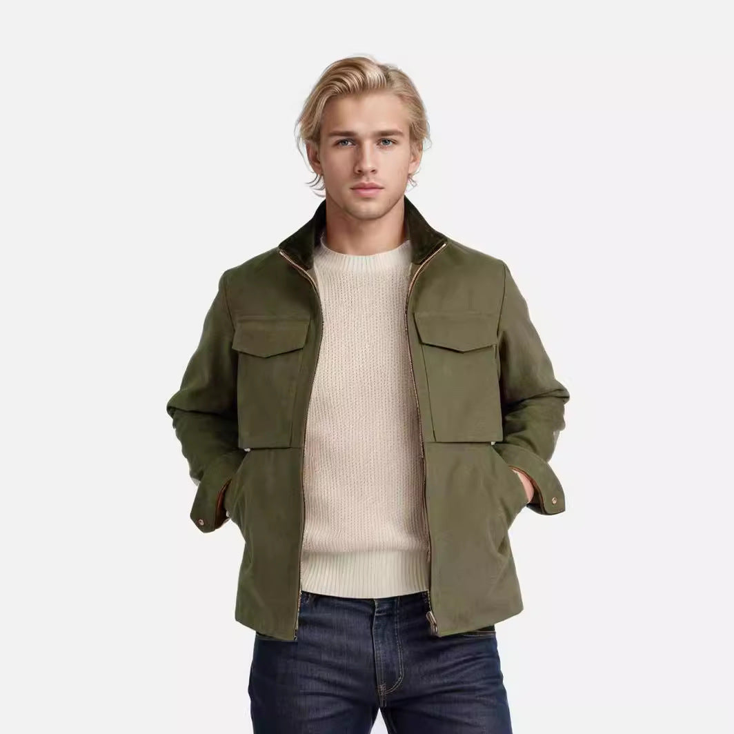 Herren Arbeitsjacke Modern Stehkragen Praktisch - BerlinGlamour