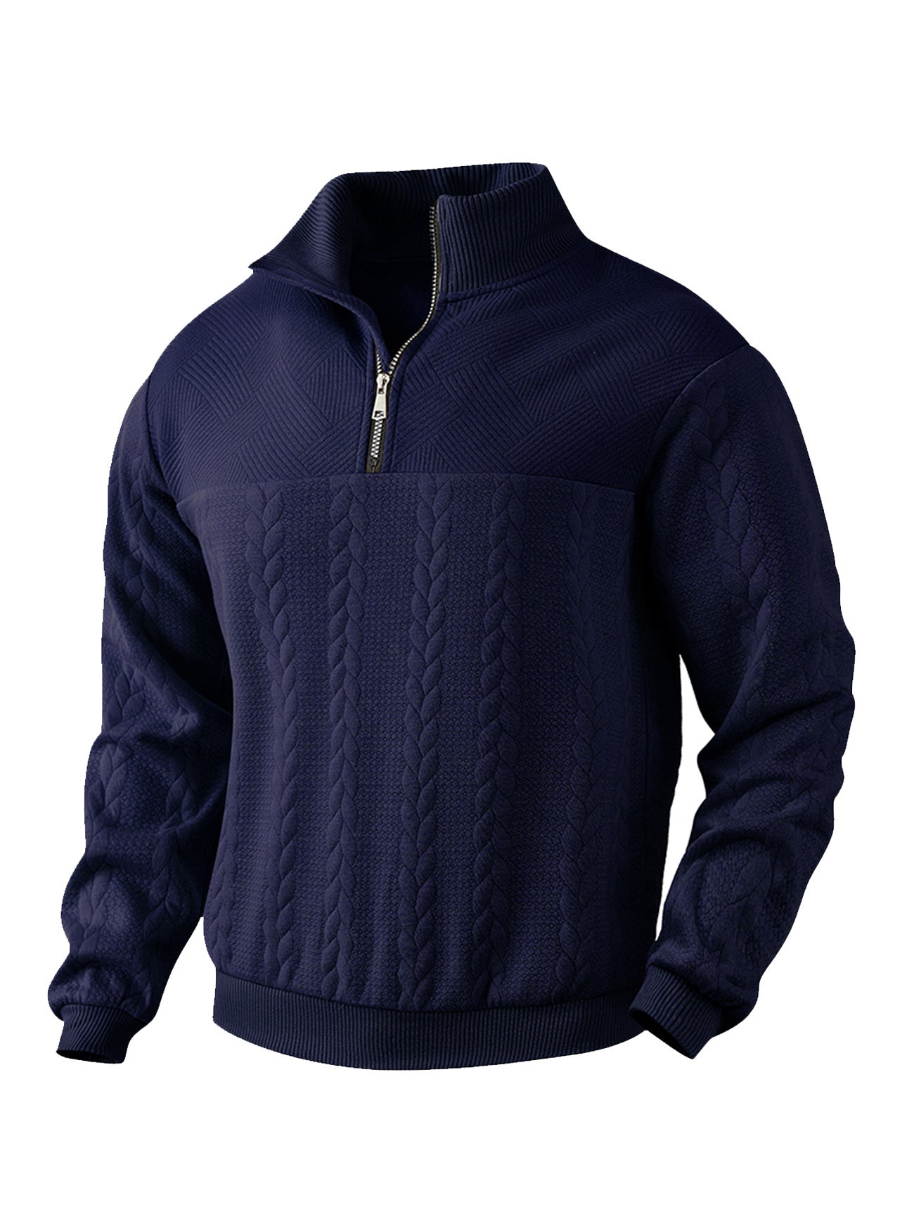 Herren Strickpullover Hoher Kragen Reißverschluss Modern