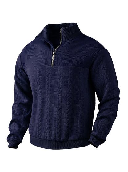 Herren Strickpullover Hoher Kragen Reißverschluss Modern