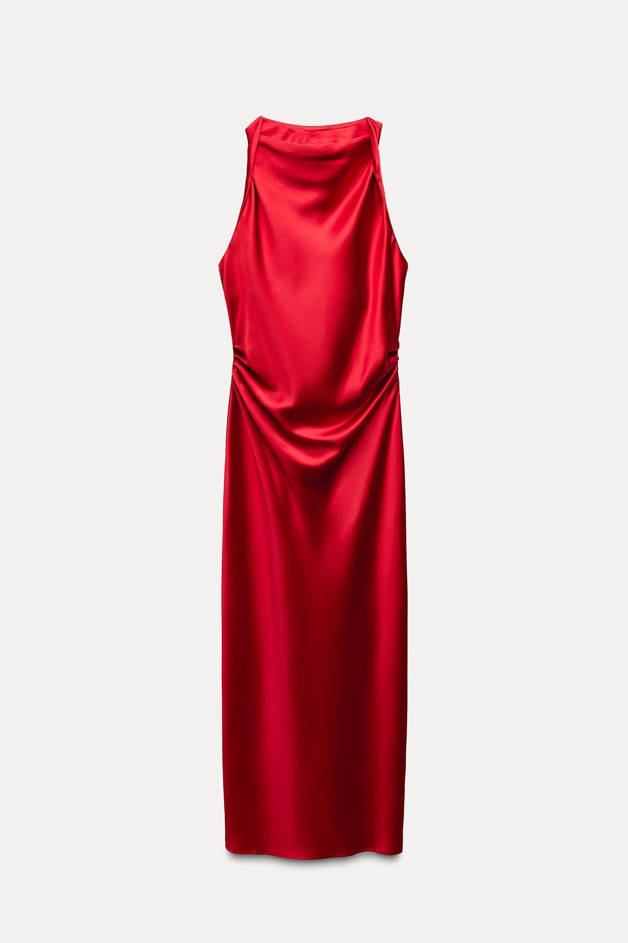 Damen Maxikleid Satin Elegant Rückenausschnitt Tief