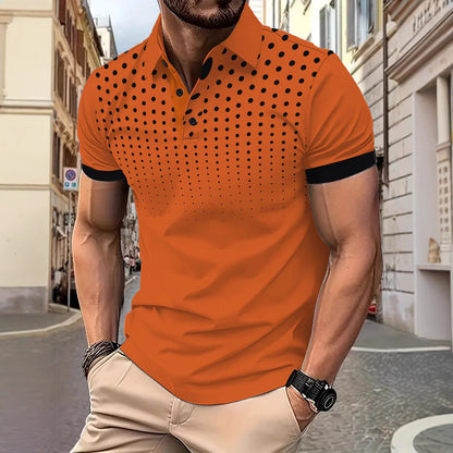 Herren Poloshirt Modern mit Punktmuster und Slim-Fit