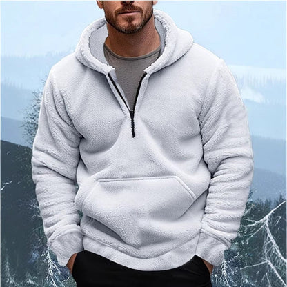 Herren Fleece Pullover Kapuzenjacke mit Kängurutasche Warm