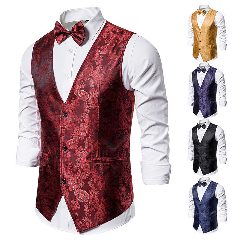 Herren Weste Elegante Paisley Muster Mit Fliegenband