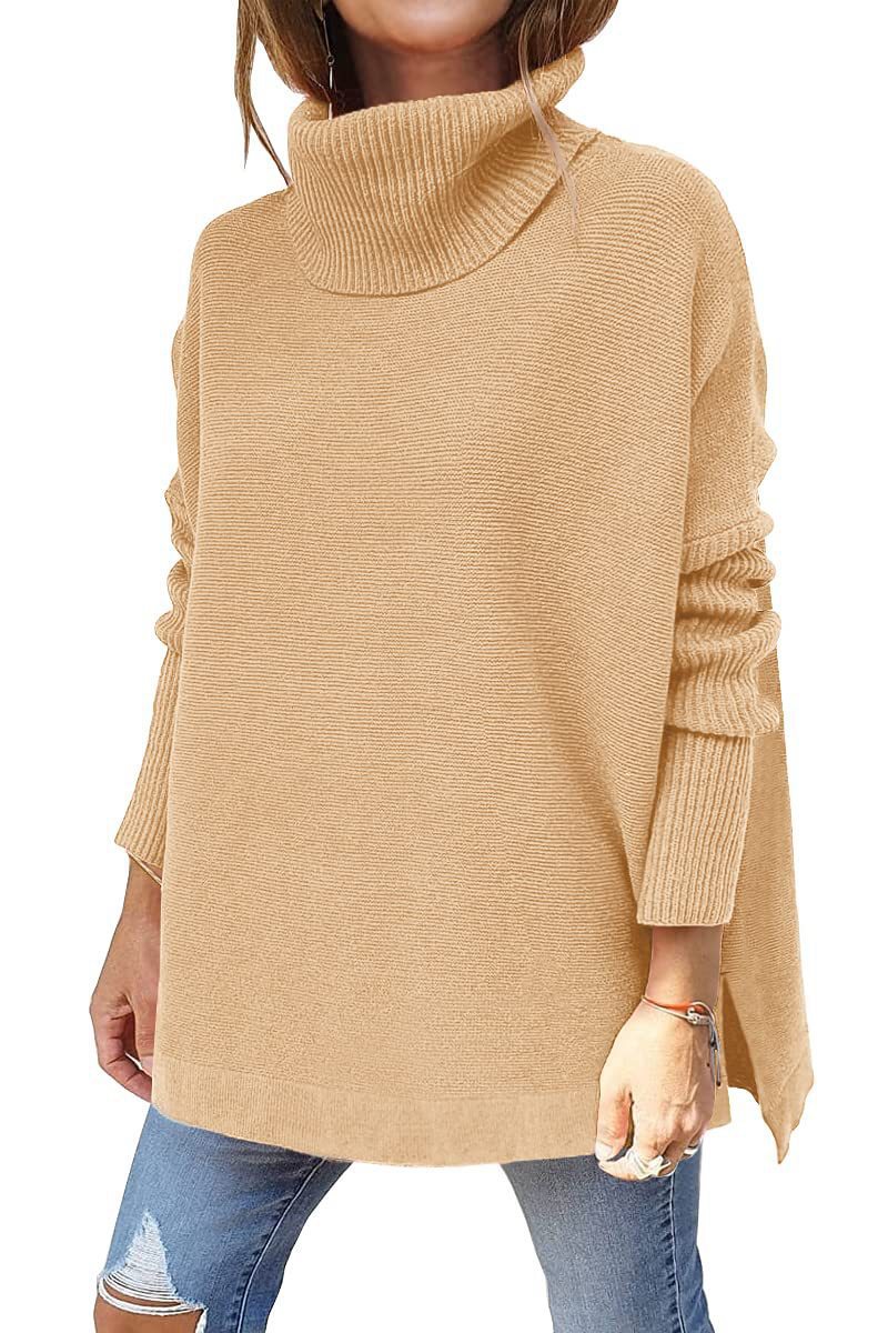 Damen Rollkragenpullover Oversized Großmasche Strick