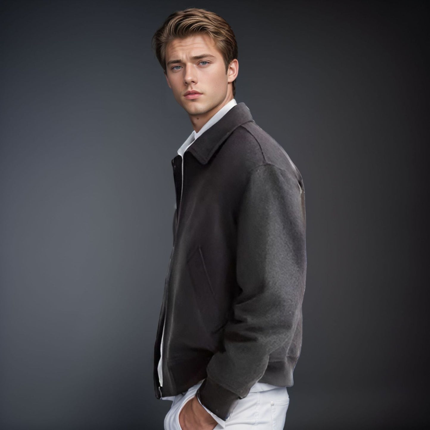 Herren Fleece-Bomberjacke Farbenfroh mit Seitentaschen