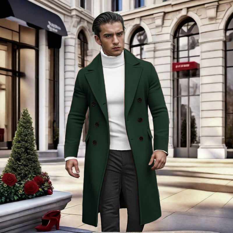 Herren Mantel Doppeltbreasted Modern mit Hochkragen Schwarz