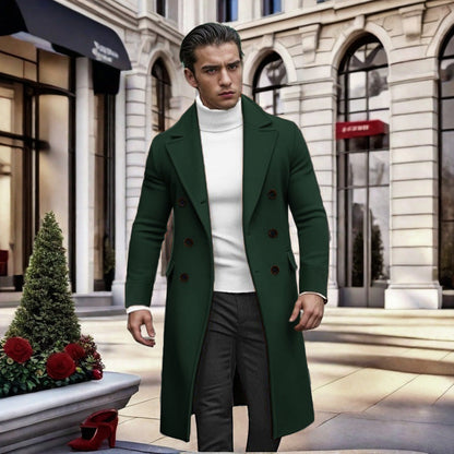 Herren Mantel Doppeltbreasted Modern mit Hochkragen Schwarz