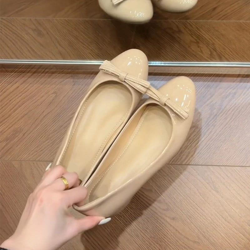 Damen Ballerinas Bequem Schleifen Detail