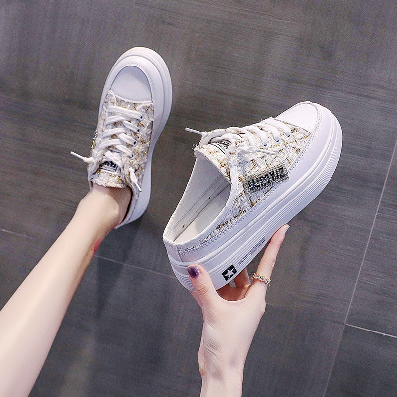 Damen Plateausneaker Elegante Textiloberfläche Höhe Schuhe