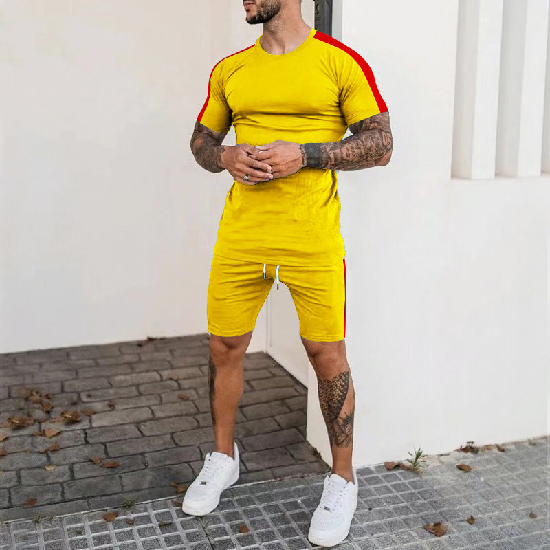 Herren Sport Set Kurzarm mit Kontraststreifen Modern