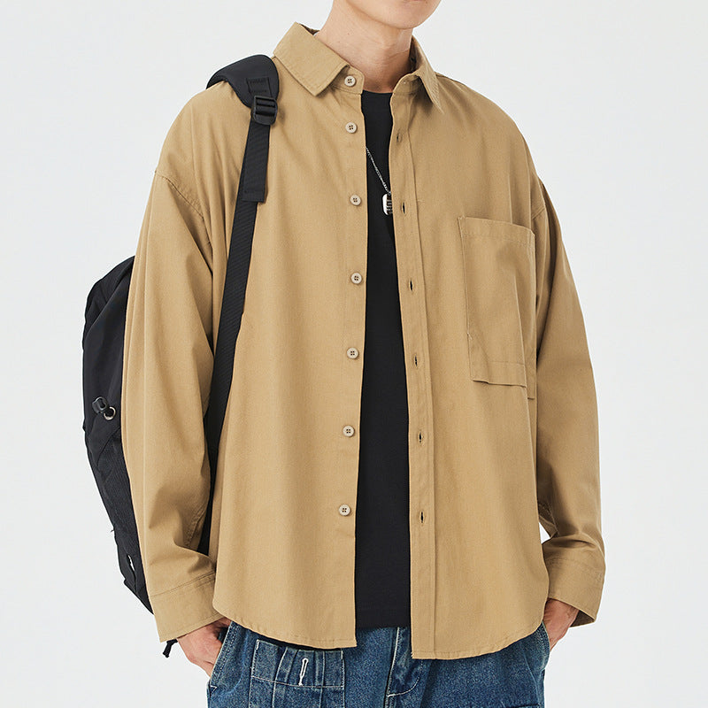 Herren Hemdjacke Lässig Baumwolle mit Brusttasche Modern