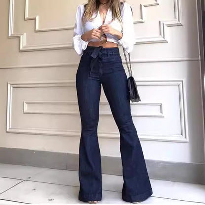 Hohe Damen Schlagjeans Weite Bein Frauenjeans