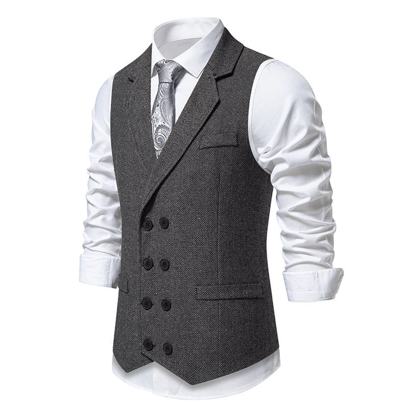 Herren Weste Herringbone Elegant Knopfleiste Modern