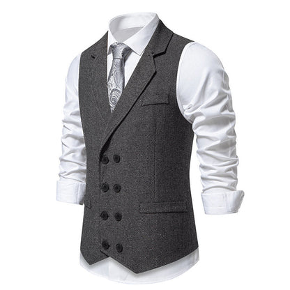 Herren Weste Herringbone Elegant Knopfleiste Modern
