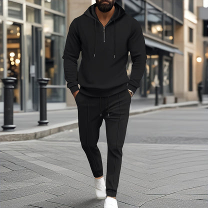 Herren Kapuzenpullover Sportlich Jogginghose Grau - BerlinGlamour