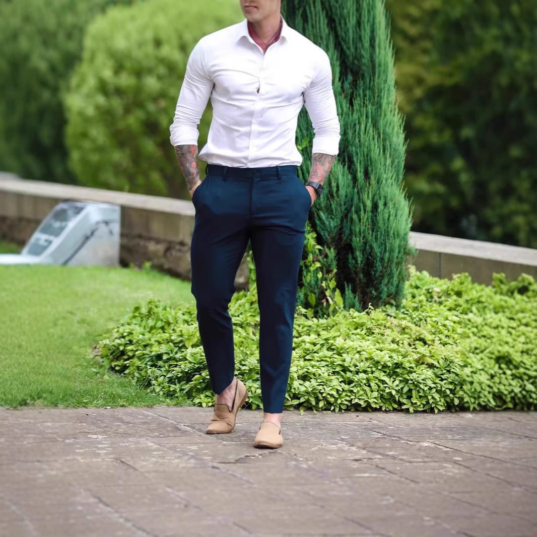 Herren Slim Fit Hosen Elastisch Mit Taschen Modern