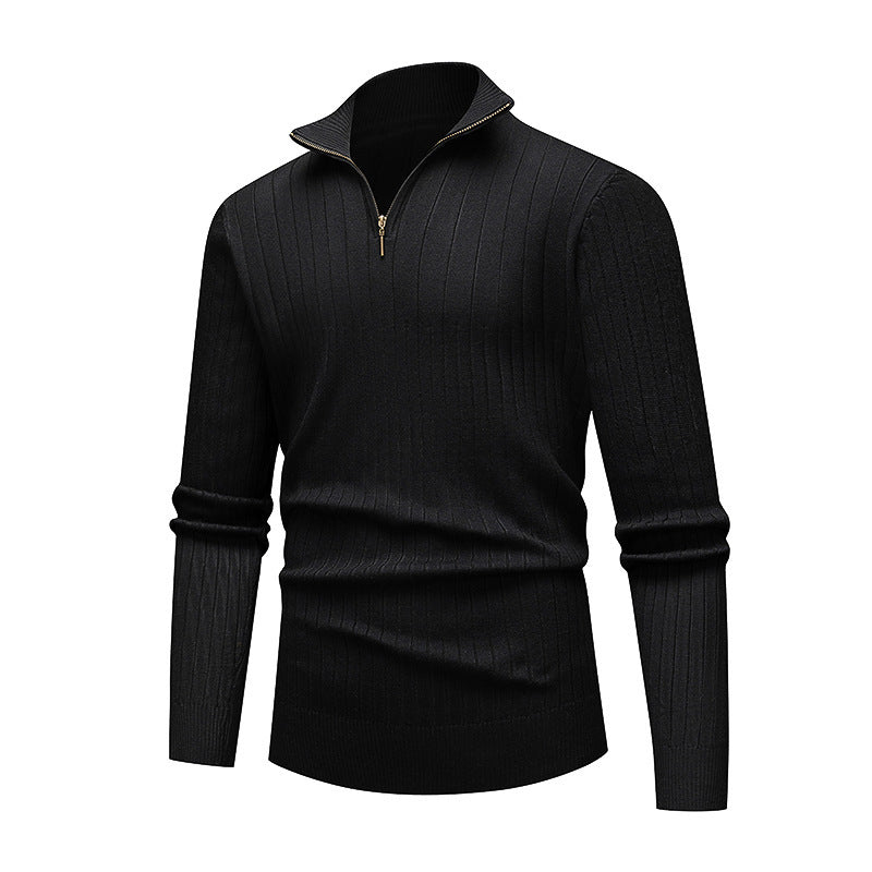 Herren Strickpullover Modern Stehkragen Reißverschluss Hochwertig