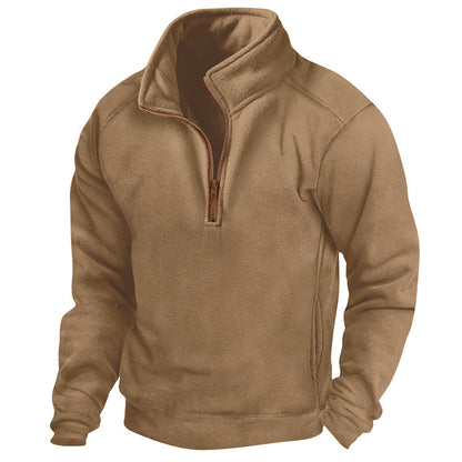 Herren Fleece Pullover Halbzipp mit Struktur Optik Modern - BerlinGlamour