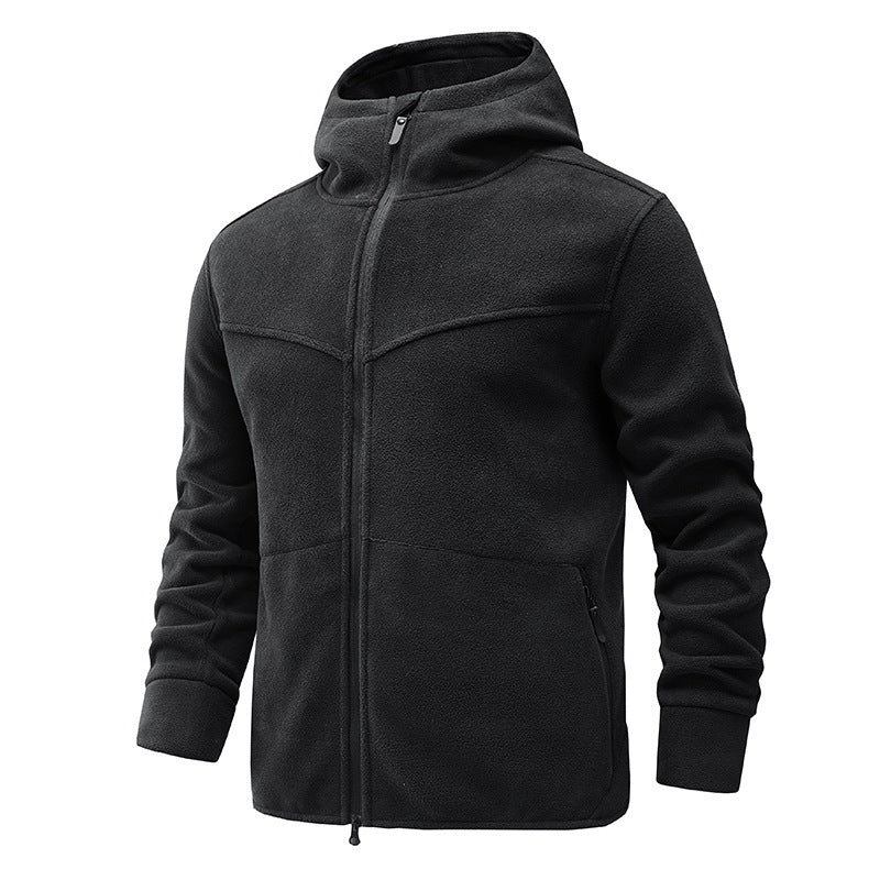 Herren Fleecejacke Warm mit Taschen und Verstellbare Kapuze
