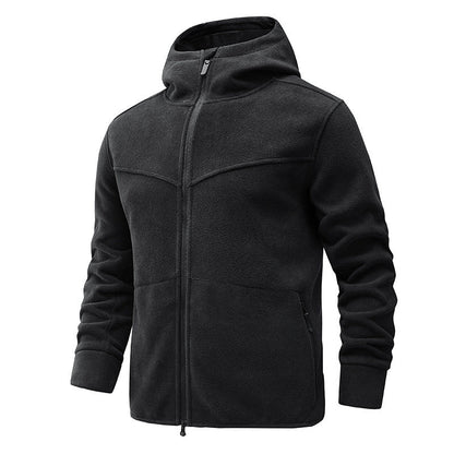 Herren Fleecejacke Warm mit Taschen und Verstellbare Kapuze