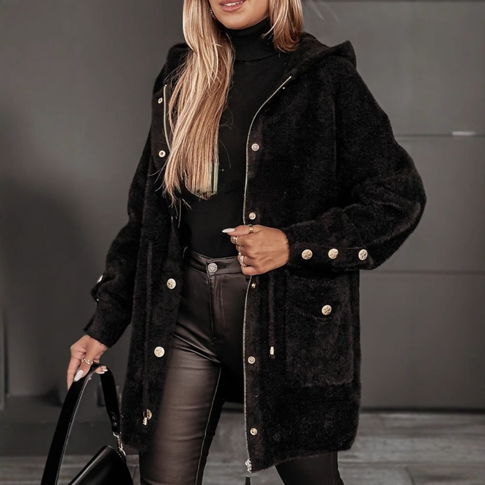 Damen Sherpa Jacke Kuschelig Warm mit Taschen