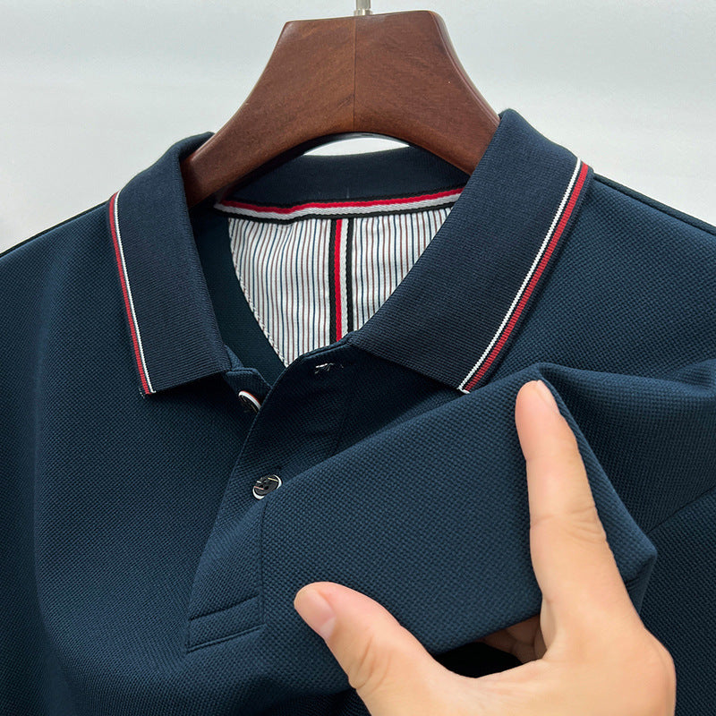 Herren Poloshirt Atmungsaktiv Piqué Elegante Kontrastdetails
