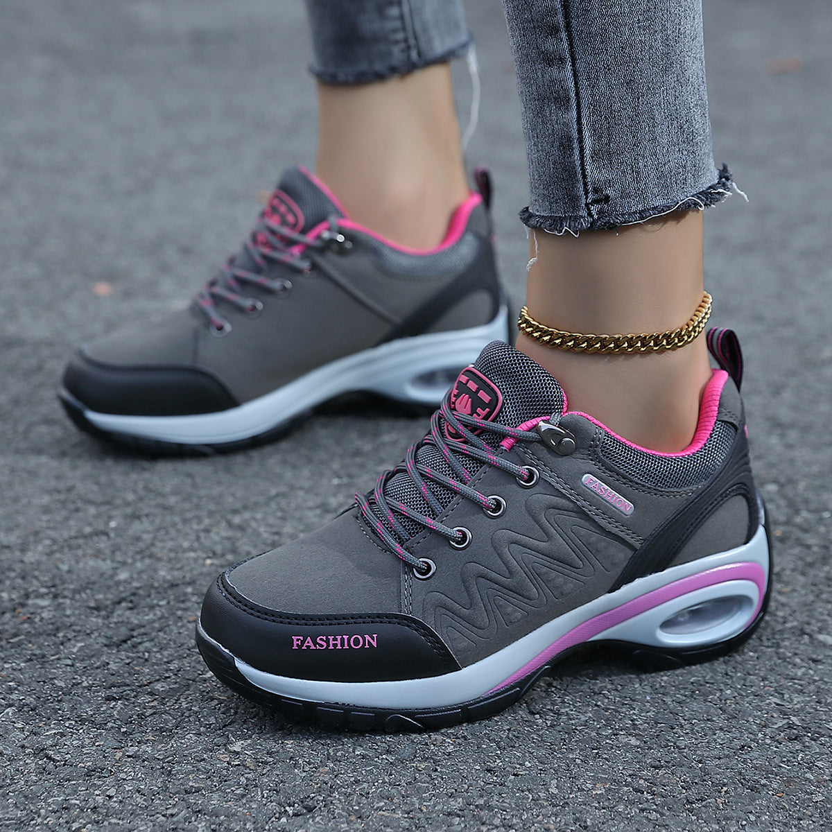 Damen Sneaker Sportlich Flexibel Luftpolsterung
