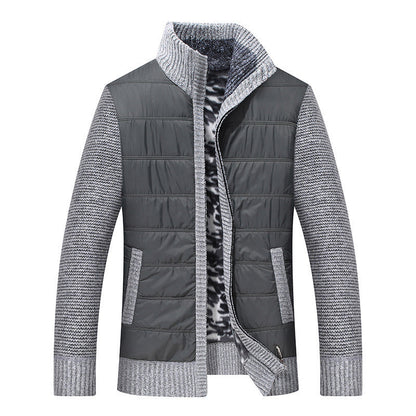 Herren Steppjacke Warm Gefüttert Kragenhoher Wintermantel