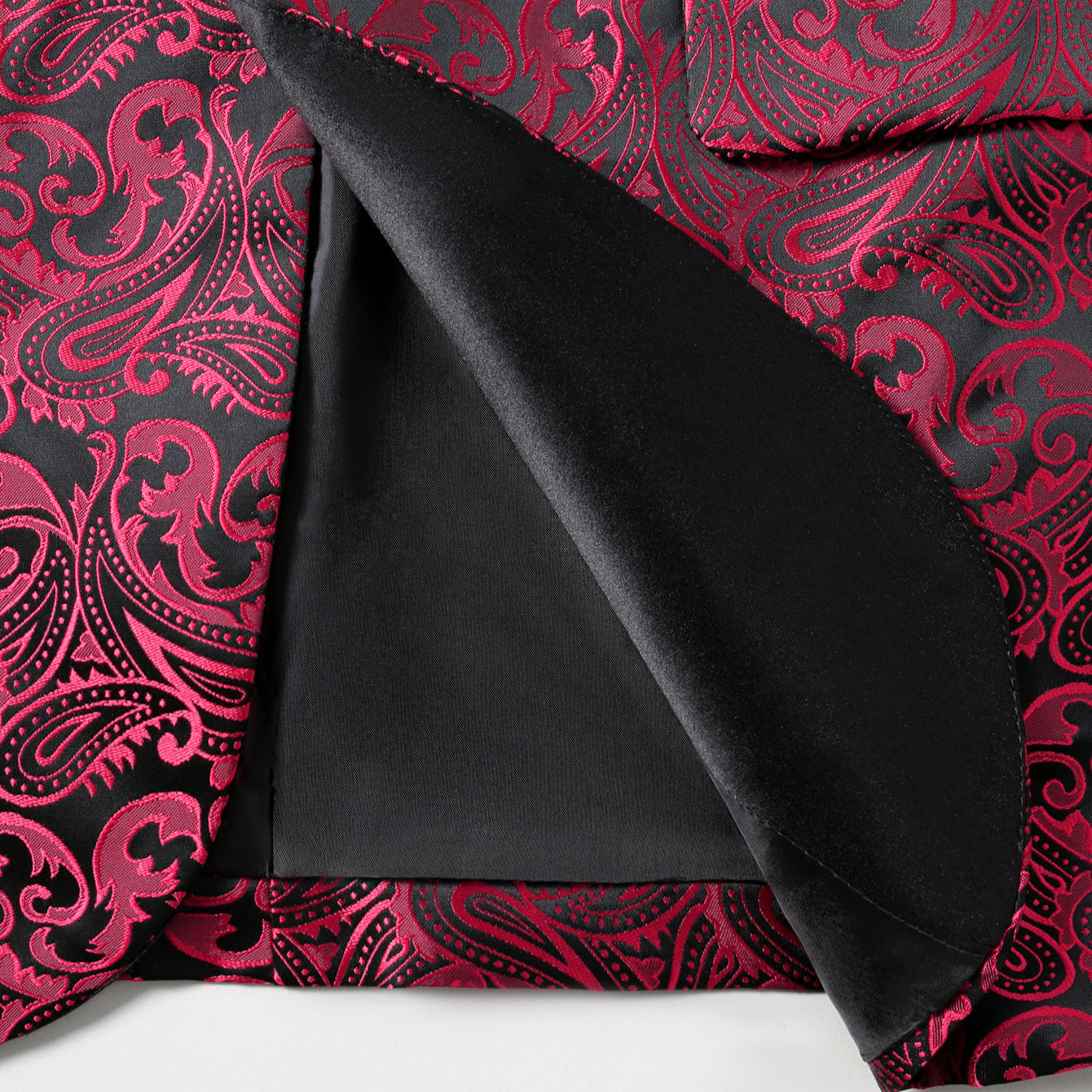 Herren Blazer Elegant Pailletten Paisley Muster Schwarz