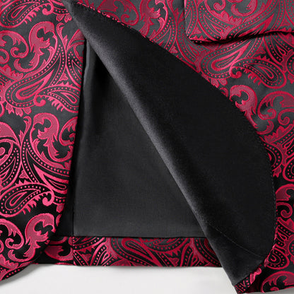Herren Blazer Elegant Pailletten Paisley Muster Schwarz