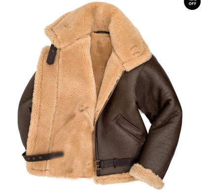 Herren Lammfelljacke Robust Mit Taschen Winterjacke