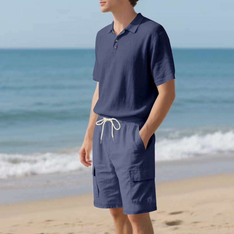 Herren Poloshirt und Badeshorts mit Taschen Sommer