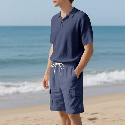 Herren Poloshirt und Badeshorts mit Taschen Sommer