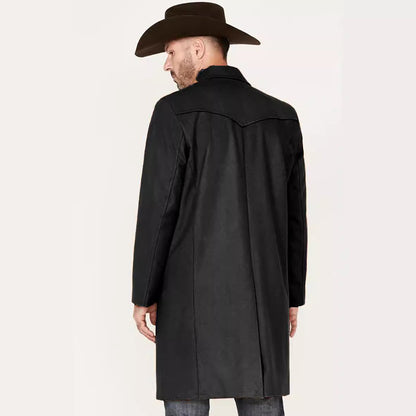 Herren Langmantel Westernstil Elegant Leder Optik