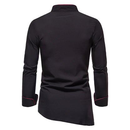 Herren Küchenjacke Modern Elegant Schwarze Arbeitsjacke