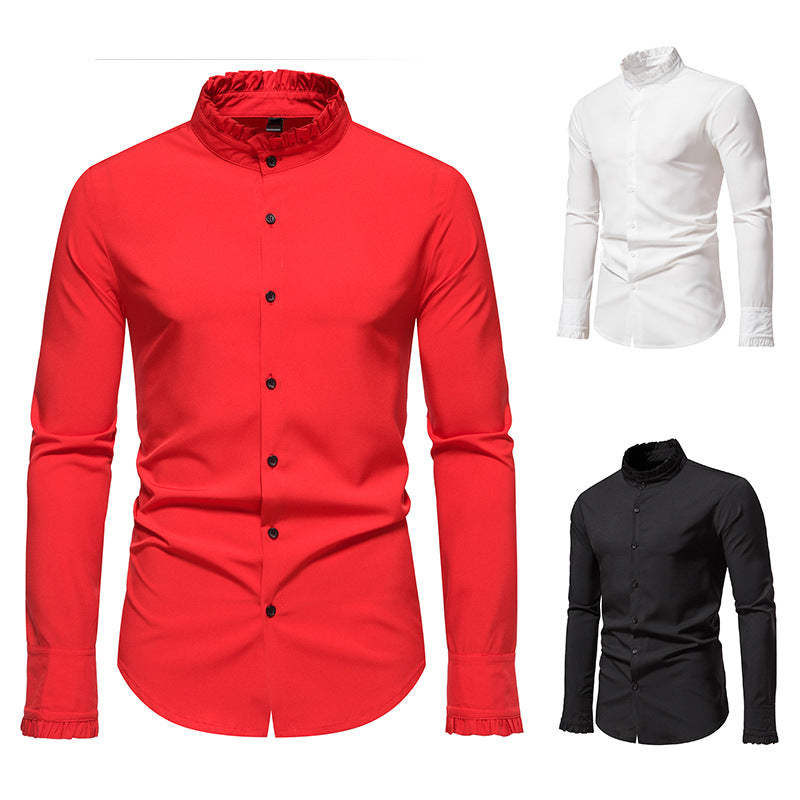 Herren Hemd Langarm Elegantes Stehkragen Hemd Modern - BerlinGlamour