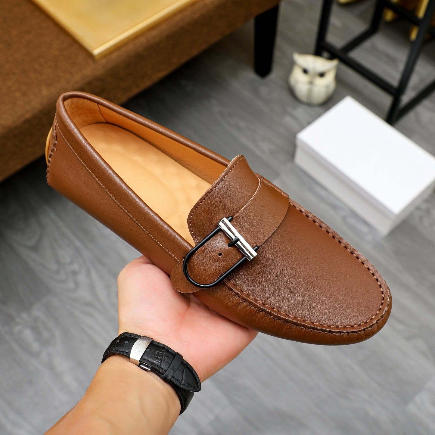 Damen Mokassins Elegante Schnalle Schuhe Heidi Style