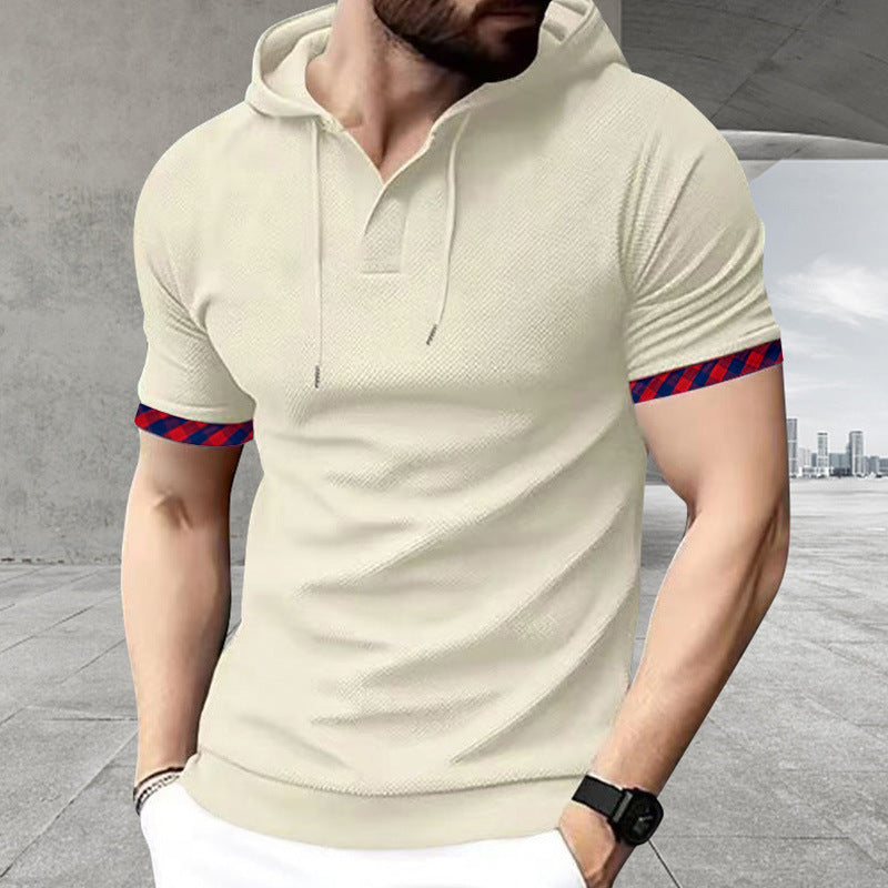 Herren Polo Shirt Kapuze Modern Sportlich