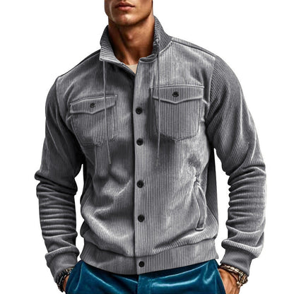 Herren Kordjacke Stylisch Verstellbar Mit Brusttaschen