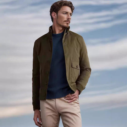 Herren Übergangsjacke Modern mit Hochkragen und Taschen - BerlinGlamour
