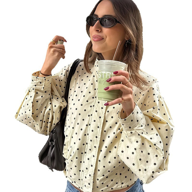 Lässige Damen Kurzjacke Punkte Modern Trendy