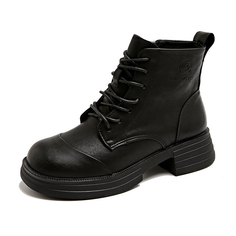 Damen Stiefeletten Schnürstiefeletten Reißverschluss Robust