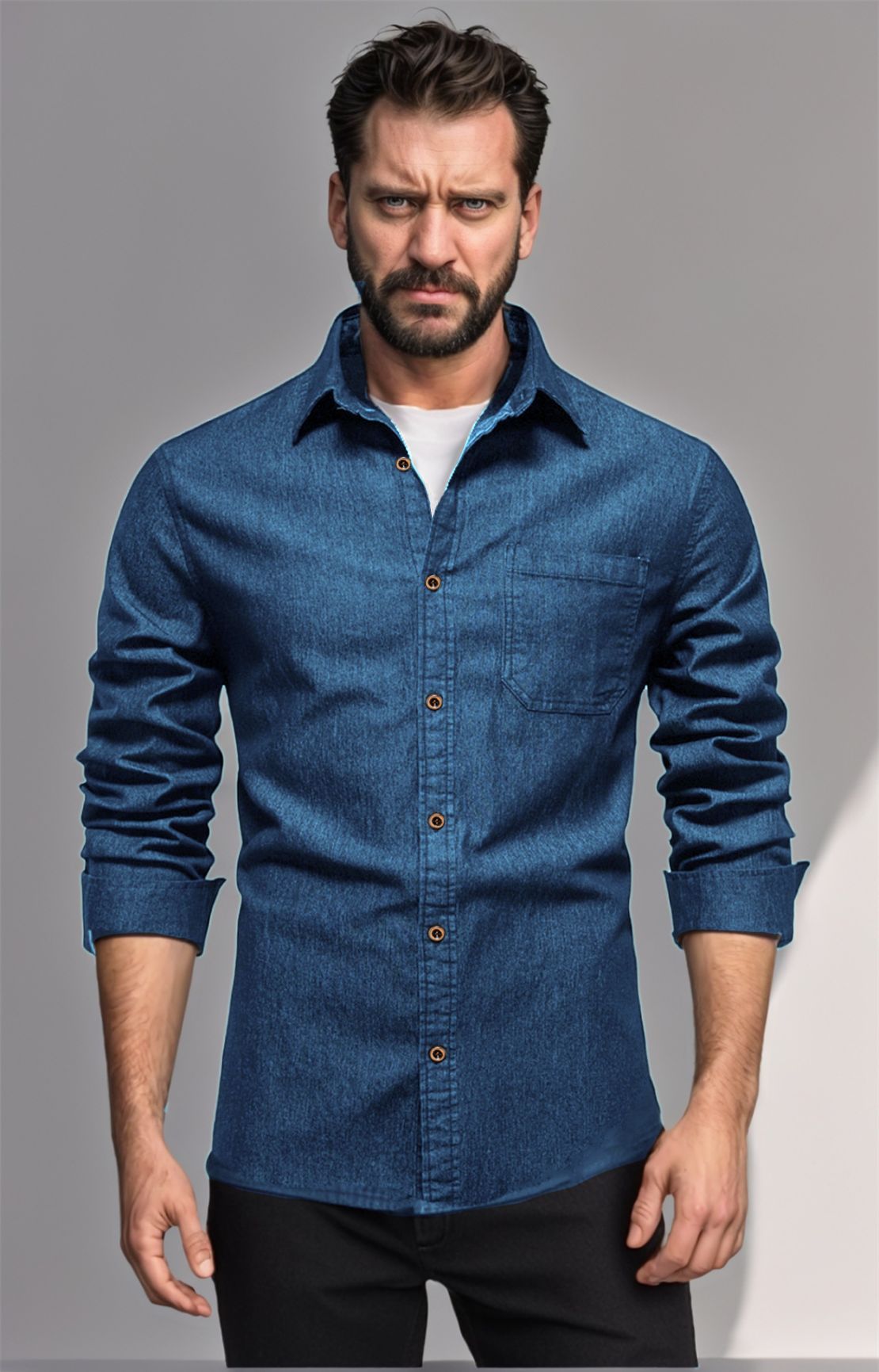 Männer Denim Hemd Modern Slim Fit