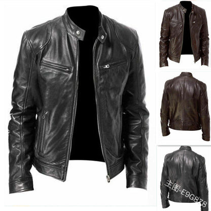 Herren Leder Motorradjacke Lässig Schwarz Modern - BerlinGlamour
