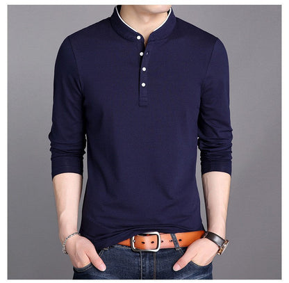 Herren Polohemd Langarm Modern Stehkragen Elegant
