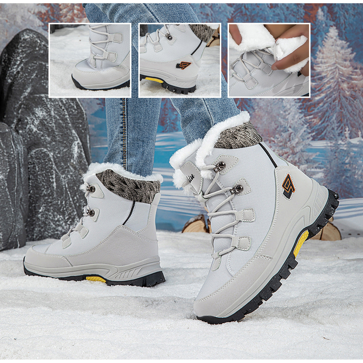 Damen Winterstiefel Fleecegefüttert Warm Schnittig